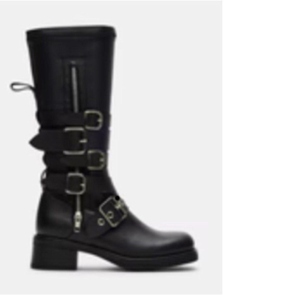 Steve Madden Black Combat Moto Boots with Buckle Straps Brand new-